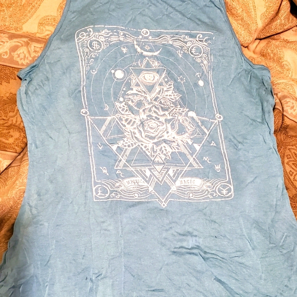 Blue Boho Witchy Graphic Print Tank Rue 21 Large